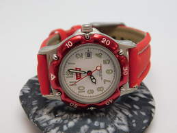Levi Strauss V-254 Silvertone & Red White Dial Date Japan Movement Leather Band Watch 30.6g