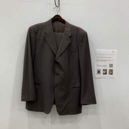 Armani Collezioni Mens Gray Brown Blazer & Pant 2 Piece Suit Set Size 46R w/COA