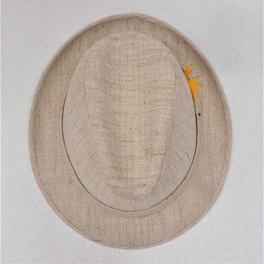 VTG Dobbs Fifth Avenue Men's Sandy Beige Tweed Fedora Hat w/ Feather Detail SZ 7 1/8 image number 6