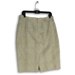 Womens Ivory Flat Front Back Zip Knee Length Straight & Pencil Skirt Sz 12 alternative image