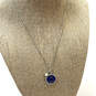 Designer Brighton Silver-Tone Link Chain Rhinestone Round Charm Necklace image number 1