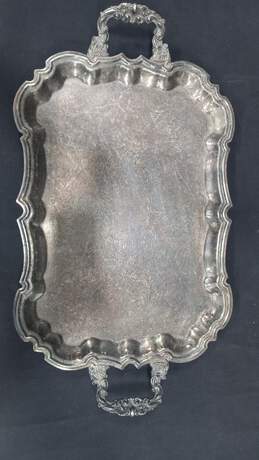 Silver Plated Footed Serving Platter w/ Handles alternative image