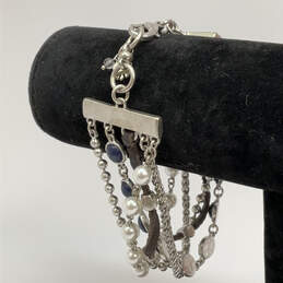 Designer Lucky Brand Silver-Tone Multi Strand Clasp Chain Bracelet