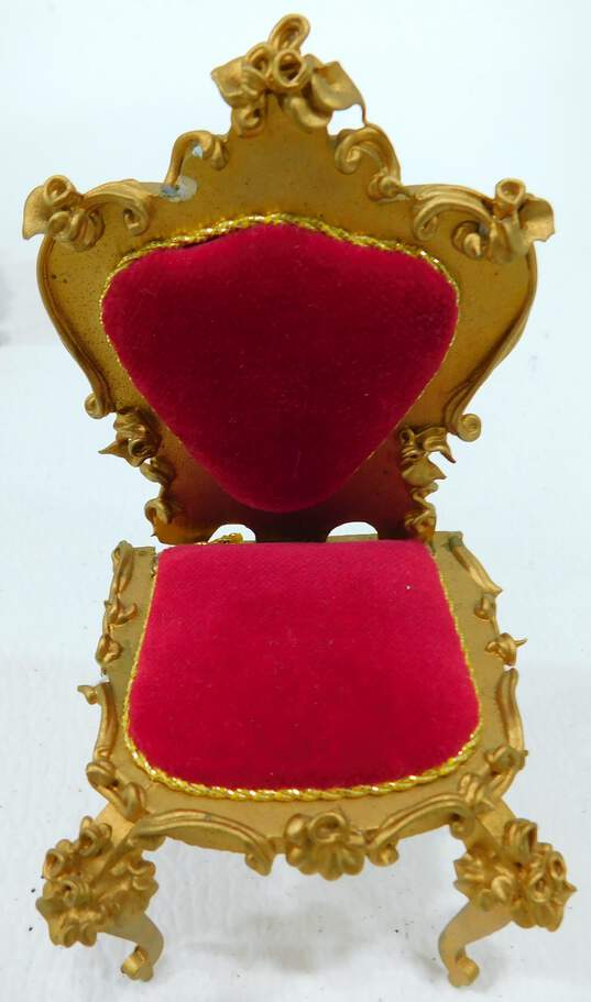 Vintage Spielwaren Szalasi Rococo Red Velvet Dollhouse Chairs image number 2