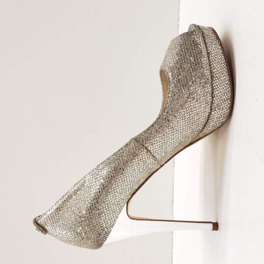 Buy the Michael Kors Shoes York Silver Glitter Heels Size  |  GoodwillFinds