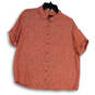 Womens Orange Short Sleeve Spread Collar Button-Up Shirt Size Medium image number 1