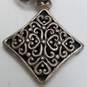 Sterling Silver Leather 5-Strand Square Swirl Pendant 16inch Choker 28.1g image number 3