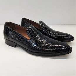 Mezlan Platinum Casanova Black Genuine Alligator Croc Leather Loafers Shoes Men's Size 10 M