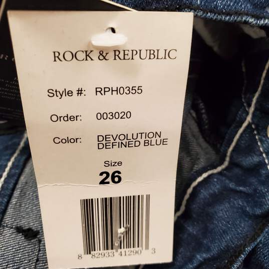 Rock & Republic Women Blue Skinny Jeans Sz 26 NWT image number 2
