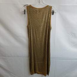 Michael Kors Women's Gold Sequin Chain Fringe Tank Dress Size S alternative image
