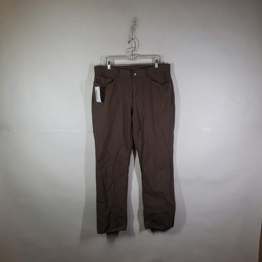 Mens Flat Front Straight Leg 5-Pockets Design Chino Pants Size 36X32 image number 1