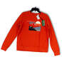 NWT Mens Orange Garphic Print Long Sleeve Pullover Sweatshirt Size Medium image number 1