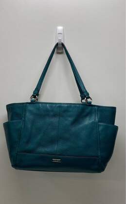 COACH Green Leather Top Zip Tote Bag alternative image