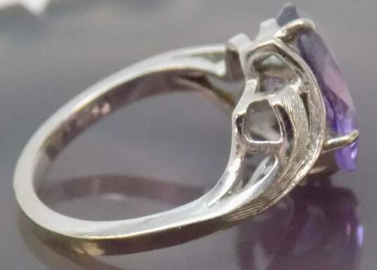 Vintage 14k White Gold Amethyst Bypass Ring 3.4g image number 5
