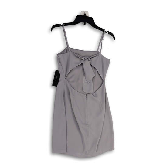 NWT Womens Gray Sleeveless Square Neck Back Tie Mini Dress Size Small image number 2