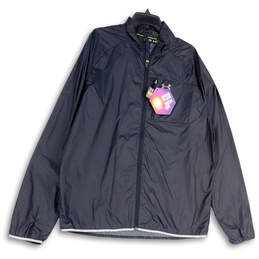 NWT Mens Gray Mock Neck Long Sleeve Full-Zip Windbreaker Jacket Size 2XL