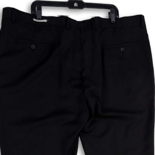 NWT Mens Black Wool Flat Front Straight Leg Dress Pants Size 46 image number 2