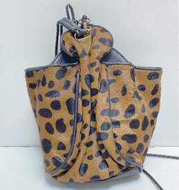 Jesslyn Blake Leather Cow Hair Leopard Print Pouch Shoulder Bag