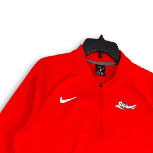 Mens Red Chicago Blackhawks Long Sleeve Quarter Zip Pullover T-Shirt Size L image number 3