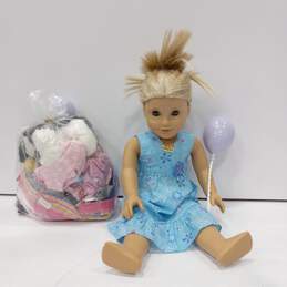 American Girl Doll With 2 Dogs, Clothing, And 2 Balloons