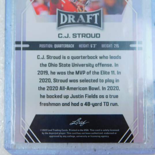 2022 CJ Stroud Leaf Draft Pre-Rookie Card Houston Texans image number 3