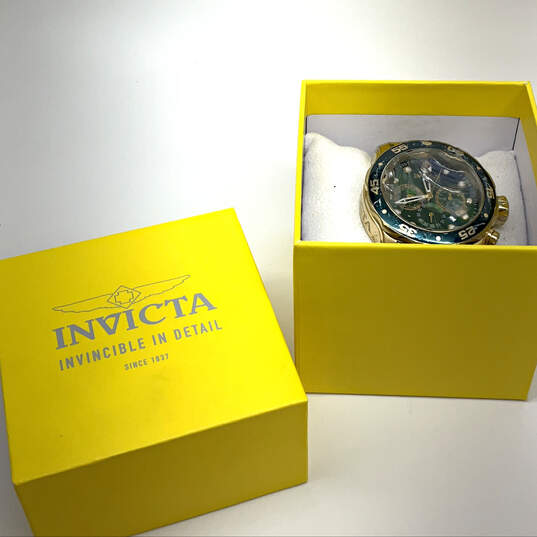 Designer Invicta Pro Diver Gold-Tone Chronograph Analog Wristwatch w/ Box image number 6