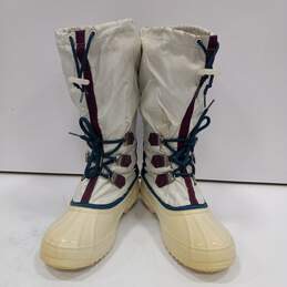 Vintage 90s Sorel Freestyle White, Purple, And Teal Snow Boots Size 9