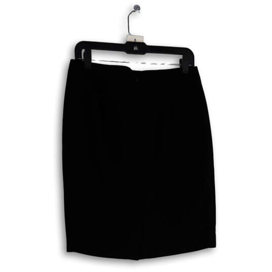 Womens Black Flat Front Back Zip Knee Length Straight & Pencil Skirt Size 4 image number 2