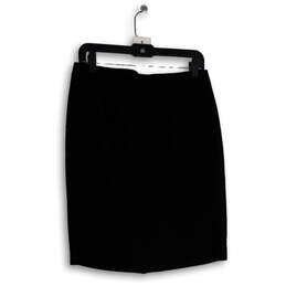 Womens Black Flat Front Back Zip Knee Length Straight & Pencil Skirt Size 4 alternative image