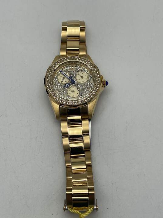 Authentic Womens Angel 28435 Gold-Tone Crystal Quartz Wristwatch With Box image number 5