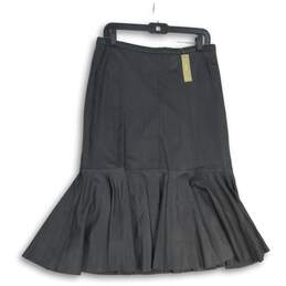 NWT J. Crew Womens Charcoal Gray Ruffle Hem Back Zip A-Line Skirt Size 12