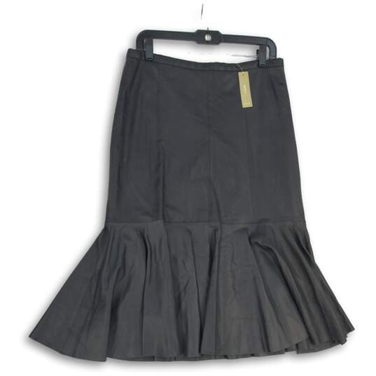 NWT J. Crew Womens Charcoal Gray Ruffle Hem Back Zip A-Line Skirt Size 12 image number 1