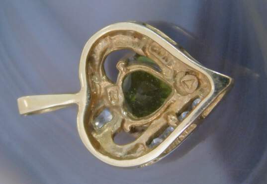 10K Yellow Gold Heart Cut Peridot & White Sapphire Accent Heart Pendant 1.4g image number 5