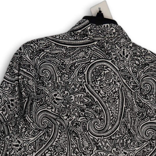 NWT Mens Black White Paisley Long Sleeve Callard Button-Up Shirt Size Large image number 4