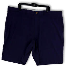 Mens Blue Flat Front Slash Pockets Regular Fit Bermuda Shorts Size 46R