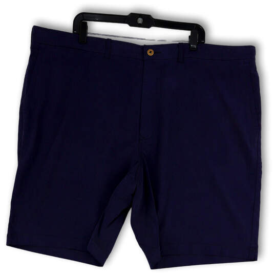 Mens Blue Flat Front Slash Pockets Regular Fit Bermuda Shorts Size 46R image number 1