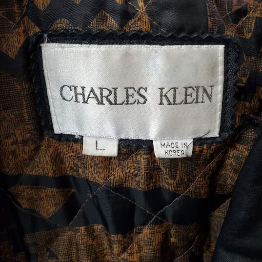 Charles Klein Large Zip and Button Leather Jacket w/ Polyester Lining image number 4