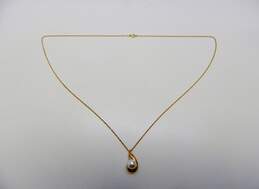 10K Yellow Gold Pearl Diamond Accent Pendant Necklace 1.5g alternative image