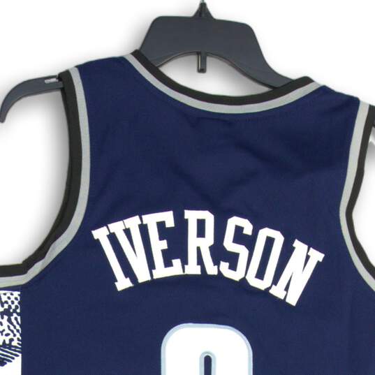NWT Nike Mens Blue NBA Georgetown Hoyas Allen Iverson #3 Basketball Jersey Sz M image number 4