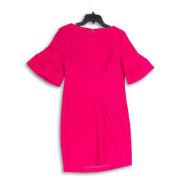 NWT Womens Purple Bell Sleeve Round Neck Back Zip Sheath Dress Size 2 alternative image