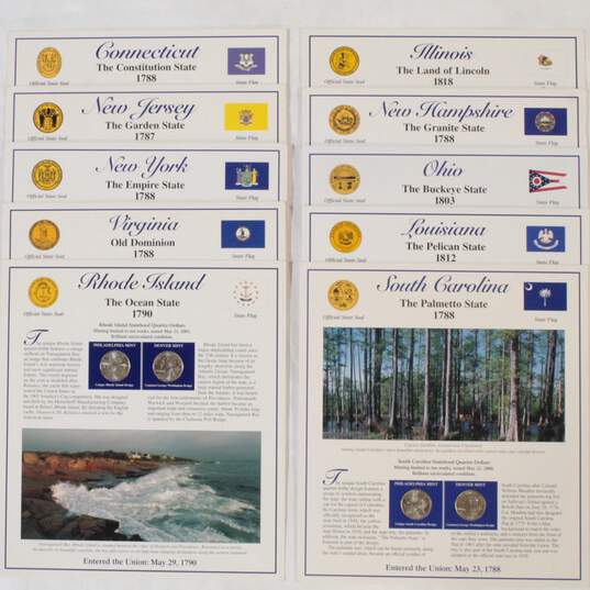 10 Postal Commemorative Society Statehood Quarter & Stamp Single Page Sheets - 523.1g image number 7