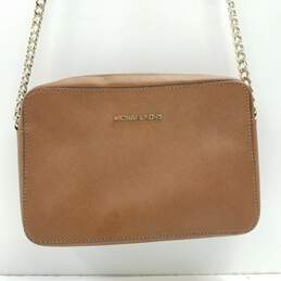 Michael Kors Saffiano Leather Crossbody Bag Tan