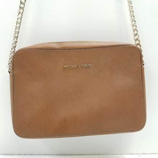 Michael Kors Saffiano Leather Crossbody Bag Tan image number 1