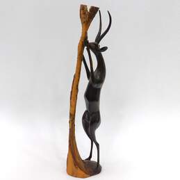 25.5in Wood Carved African Style Antelope Art Sculpture Home Decor alternative image