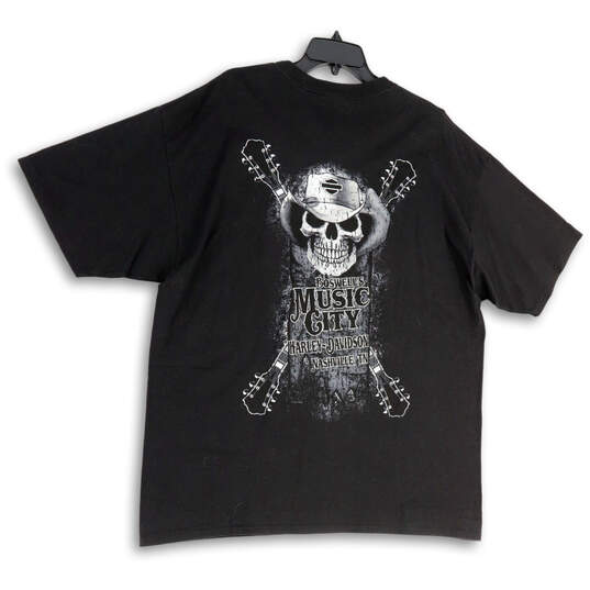 Mens Black Nashville Guitar Skull Crew Neck Short Sleeve T-Shirt Size XXL image number 2