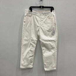 NWT Womens White Denim Pockets Pull-On Cropped Jeans Size PL 14/16