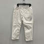 NWT Womens White Denim Pockets Pull-On Cropped Jeans Size PL 14/16 image number 1