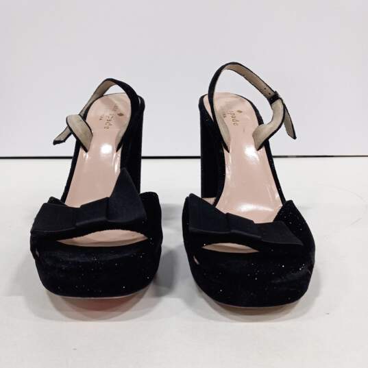 Kate Spade NY Briana Black Velvet Feel Sparkle Platform Block Heels Size 9M image number 4