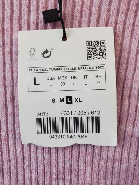 Zara Pink Ribbed Acrylic Sweater Size L image number 5