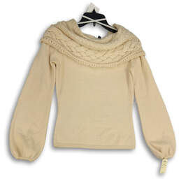 NWT Womens Cream Knitted Long Sleeve Pullover Sweater Size Small